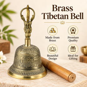 Spiritual Brass Tibetan Singing Buddhist Bell with Wooden Stick 8 Inch (20.3 cm) | Meditation, Prayer, Yoga & Mindfulness Bell