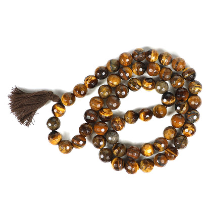 Tiger Eye Crystal Mala | Natural Healing Gemstone Necklace for Confidence & Willpower