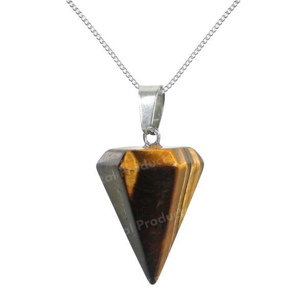 Natural Crystal Stone Dowser Shape Pendant With Chain