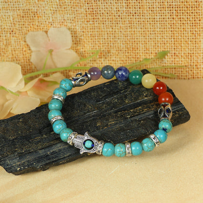 Handmade Turquoise 7 Chakra Energy Bracelet for Meditation Yoga and Spiritual Healing