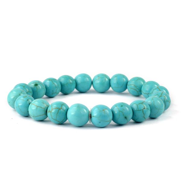 Turquoise 10mm Round Bead Bracelet for Protection, Confidence, Communication & Positive Energy