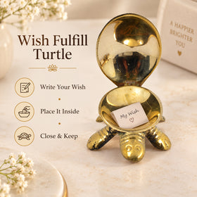 Wish Fulfilling Brass Tortoise / Turtle | Pure Brass Turtle Statue for Home, Office, Shop & Vastu Décor | Decorative Brass Tortoise Figurine for Prosperity, Harmony & Positive Energy
