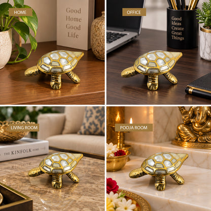 Wish Fulfilling Brass Tortoise / Turtle | Pure Brass Turtle Statue for Home, Office, Shop & Vastu Décor | Decorative Brass Tortoise Figurine for Prosperity, Harmony & Positive Energy