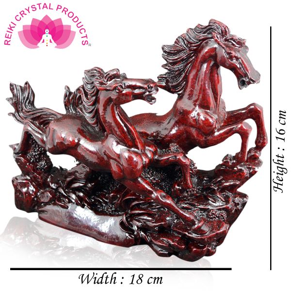 Two Red Running Horses Decorative Figurine