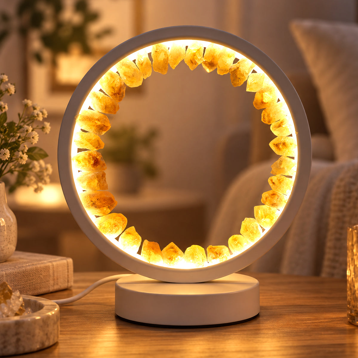 USB Powered Citrine Crystal Lamp with On Off Button