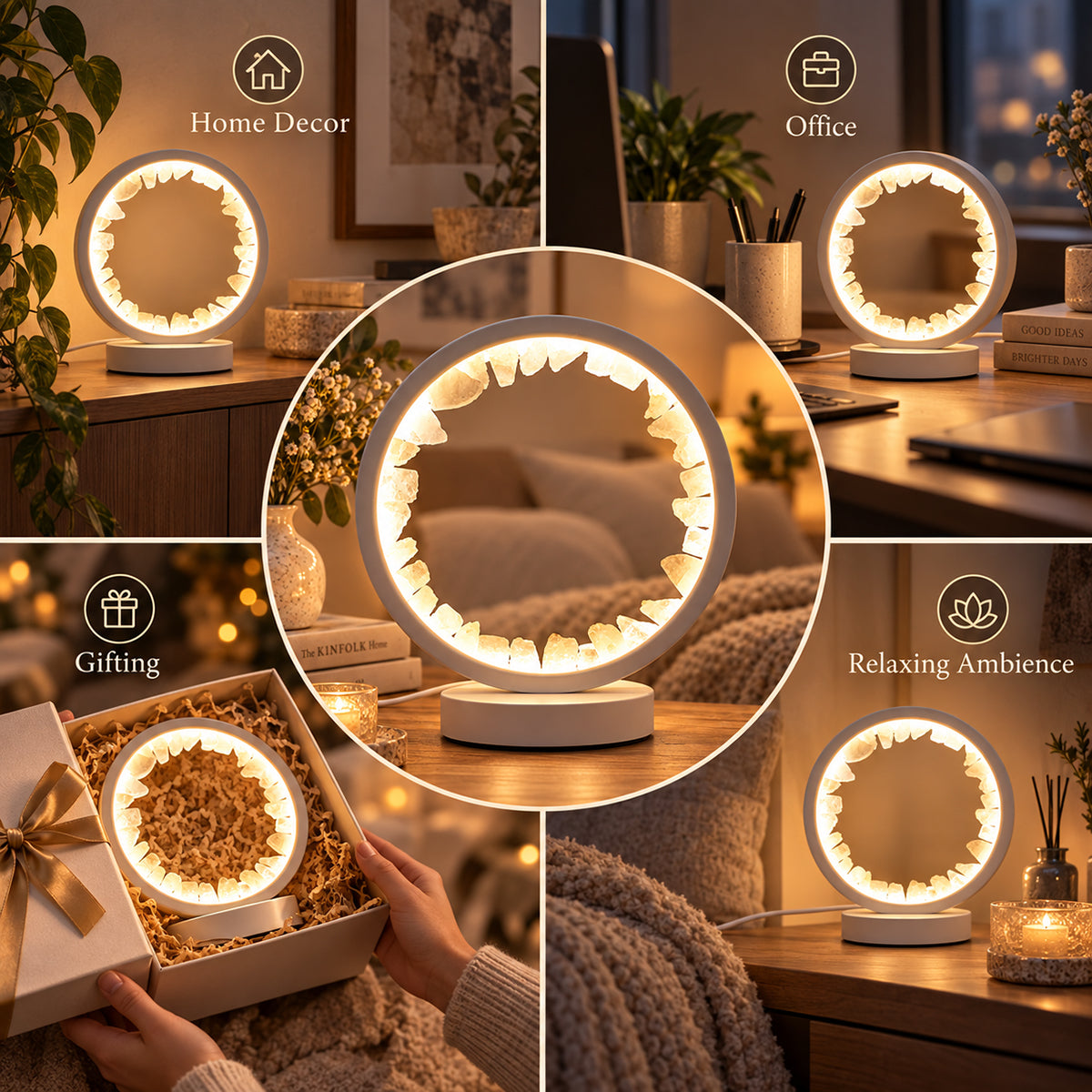 USB Powered Clear Quartz Crystal Lamp with On Off Button