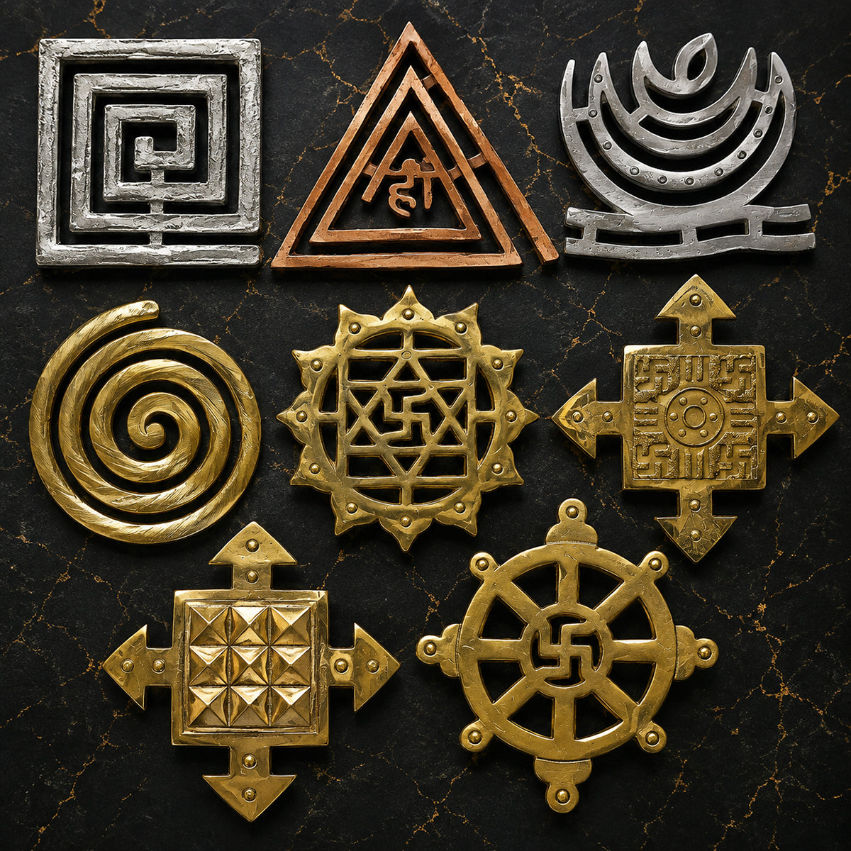 Vastu Dosha Nivaran 8 Pcs Combo | Helix & Directional Metal Vastu Tools | Vastu Remedy Accessories for Home, Office & Commercial Spaces