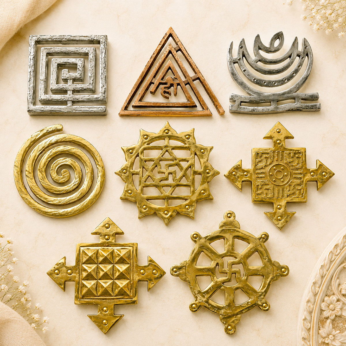 Vastu Dosha Nivaran 8 Pcs Combo | Helix & Directional Metal Vastu Tools | Vastu Remedy Accessories for Home, Office & Commercial Spaces | 15 cm (6 Inch)
