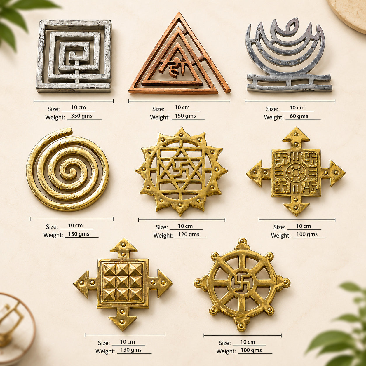 Vastu Dosha Nivaran 8 Pcs Combo | Premium Helix & Metal Vastu Tools | Vastu Remedy Accessories for Home, Office, Entrance and Commercial Spaces | 10 cm (4 Inch)