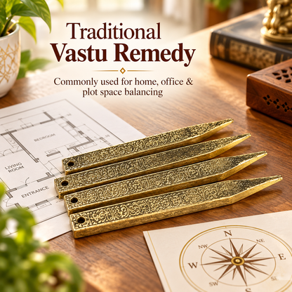 Metal Vastu Nails Keel Rod Set of 4 Pcs 12 cm