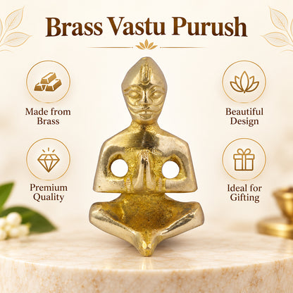 Brass Vastu Purush for Vastu Remedy | Pure Brass Vastu Purusha Idol for Home, Office, Shop & Temple | Vastu Dosh Nivaran Statue for Positive Energy, Prosperity & Spiritual Décor