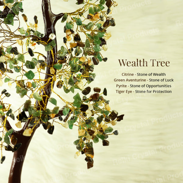 Wealth Tree Crystal Stone Tree 500 Beads | Feng Shui Money Tree for Wealth, Prosperity, Abundance & Positive Energy