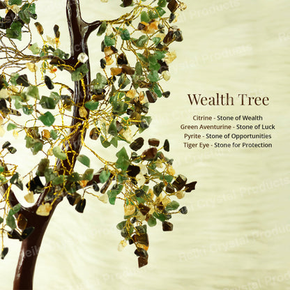 Wealth Tree Crystal Stone Tree 500 Beads | Feng Shui Money Tree for Wealth, Prosperity, Abundance & Positive Energy