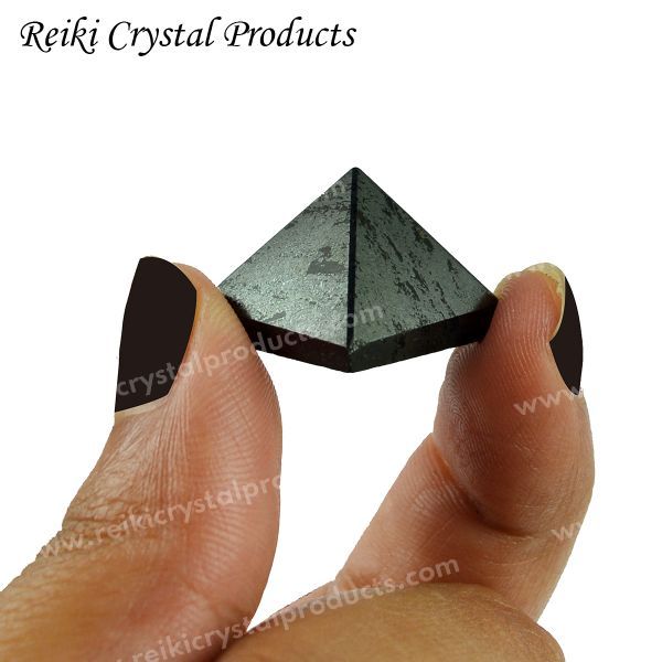Reiki Charged Hematite Pyramid 10-15 mm for Energy Balance