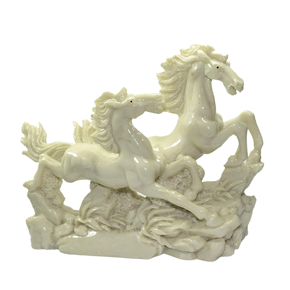 White Running Horse Polyresin Statue