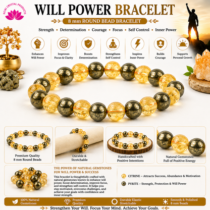Energized AAA Natural Stone Bracelet 8mm – Custom Purpose Crystal Beads Bracelet for Wealth, Education, Confidence, Relationship, Will Power, Protection & Abundance Energy