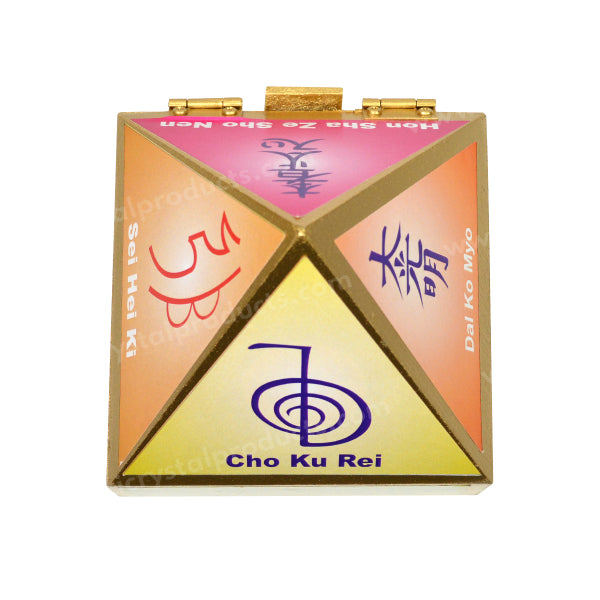 Wooden Pyramid Wish Box with Cho Ku Rei Reiki Symbol | 15.2 cm (6 Inch) Handcrafted Wooden Wish Box for Manifestation, Affirmations