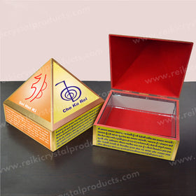 Wooden Pyramid Wish Box with Cho Ku Rei Reiki Symbol | 15.2 cm (6 Inch) Handcrafted Wooden Wish Box for Manifestation, Affirmations, Crystal Storage & Spiritual Décor