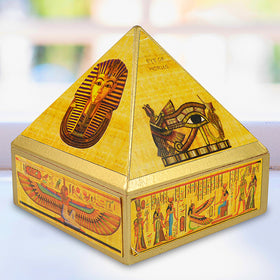 Wooden Pyramid Wish Box with Egyptian Sticker | 15.2 cm (6 Inch) Handcrafted Wooden Wish Box for Manifestation, Affirmations, Crystal Storage & Spiritual Décor