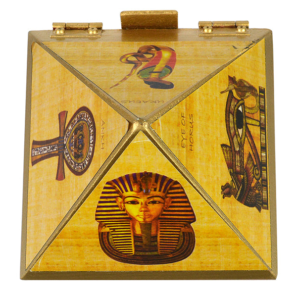 Wooden Pyramid Wish Box with Egyptian Symbol