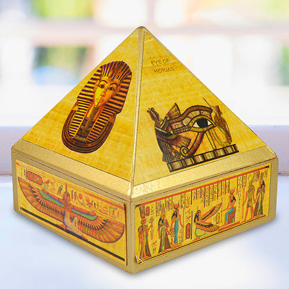 Wooden Pyramid Wish Box with Egyptian Symbol | 10.1 cm (4 Inch)