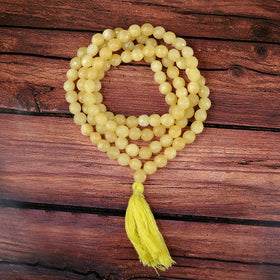 Yellow Calcite Crystal Mala | Natural Healing Gemstone Necklace for Confidence & Clarity