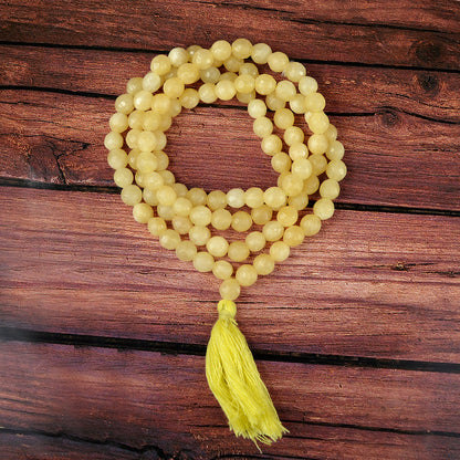 Yellow Calcite Crystal Mala | Natural Healing Gemstone Necklace for Confidence & Clarity