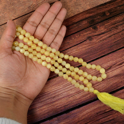 Yellow Calcite Crystal Mala | Natural Healing Gemstone Necklace for Confidence & Clarity