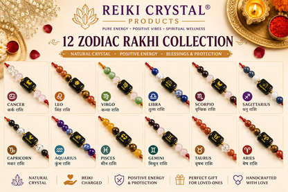 Zodiac Birth Sign Gemstone Rakhi Collection | 12 Zodiac Astrology Crystal Rakhi Bracelets | Aries, Taurus, Gemini, Cancer, Leo, Virgo, Libra, Scorpio, Sagittarius, Capricorn, Aquarius & Pisces | Adjustable Raksha Bandhan Gift for Men & Women
