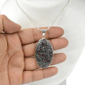 AAA Quality Ruby Fuchsite Oval Pendant With Chain