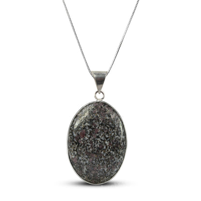 AAA Quality Ruby Fuchsite Oval Pendant With Chain