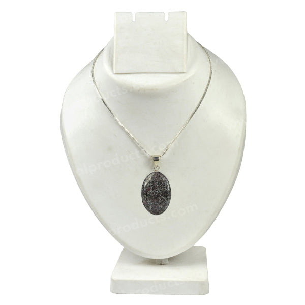 AAA Quality Ruby Fuchsite Oval Pendant With Chain