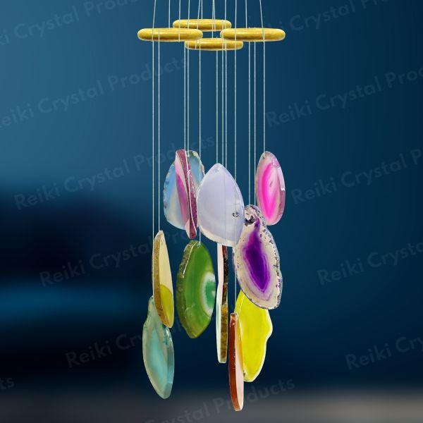 Natural Agate Stone Slice Wind Chimes