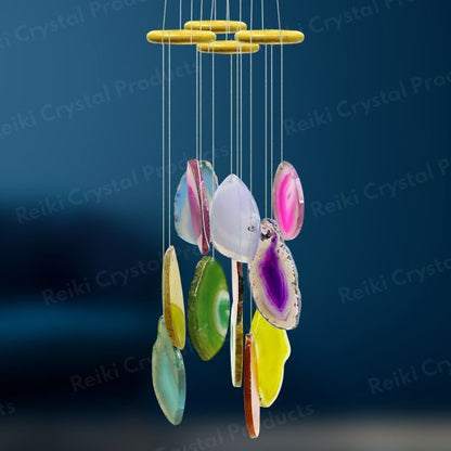 Natural Agate Stone Slice Wind Chimes
