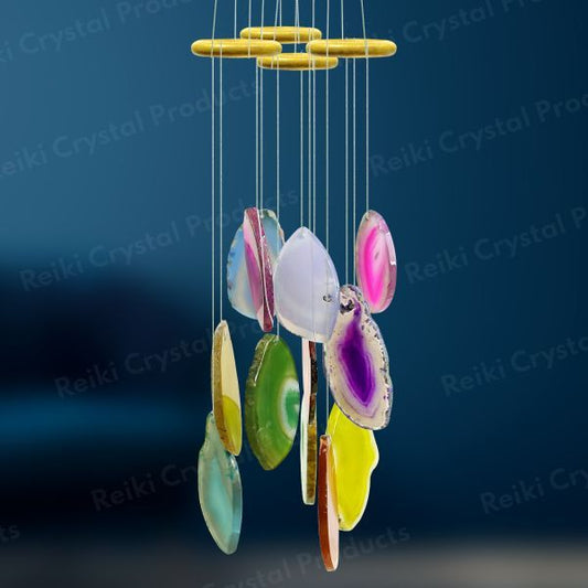 Natural Agate Stone Slice Wind Chimes