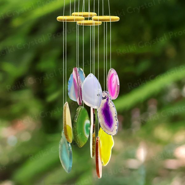 Natural Agate Stone Slice Wind Chimes