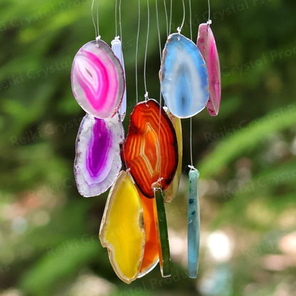 Natural Agate Stone Slice Wind Chimes