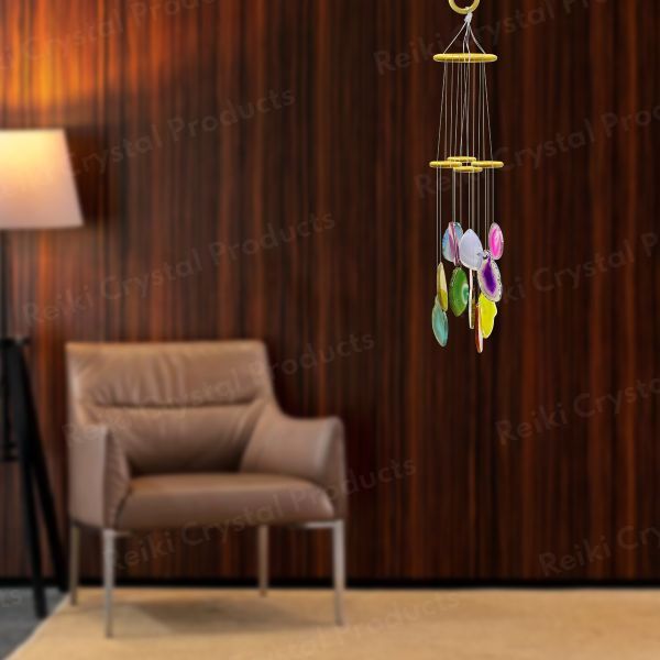 Natural Agate Stone Slice Wind Chimes