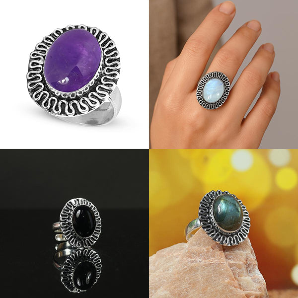 Natural Original Crystal Stone Adjustable Ring