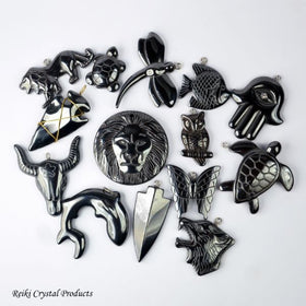 Crystal Stone Hematite Pendant - Locket with Metal Chain