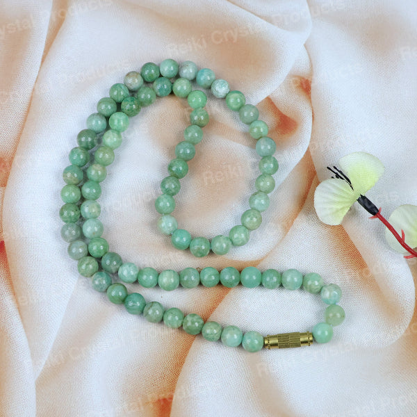 Natural Crystal Stone 6 mm Round Bead Necklace Mala for Girls & Women