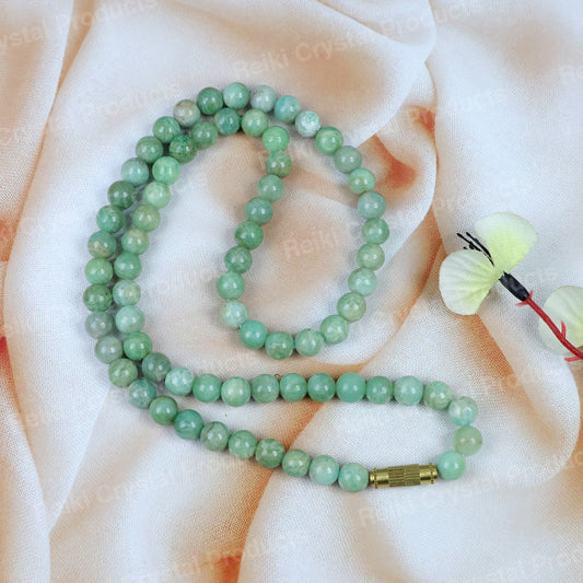 Natural Crystal Stone 6 mm Round Bead Necklace Mala for Girls & Women