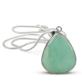 AAA Quality Amazonite Drop Shape Pendant with Metal Chain