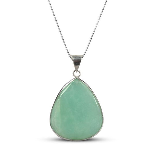 AAA Quality Amazonite Drop Shape Pendant with Metal Chain