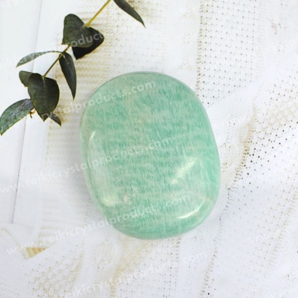 Natural Amazonite Palm Stone Big Size 5 cm Healing Crystal