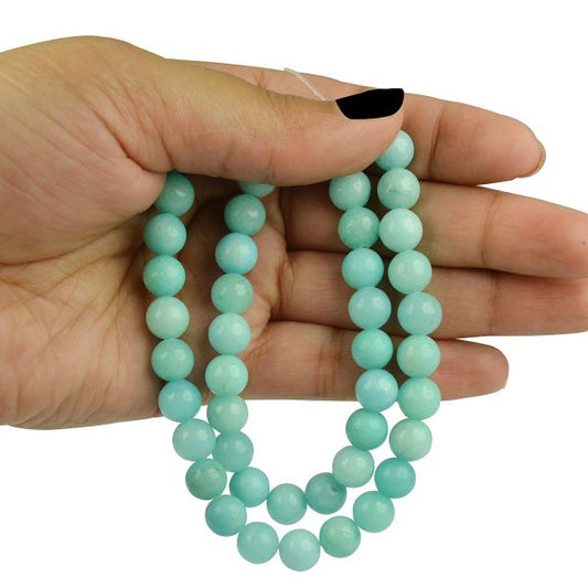 Amazonite 8 mm Round Loose Beads 45-50 pcs for Making Bracelet Mala Necklaces