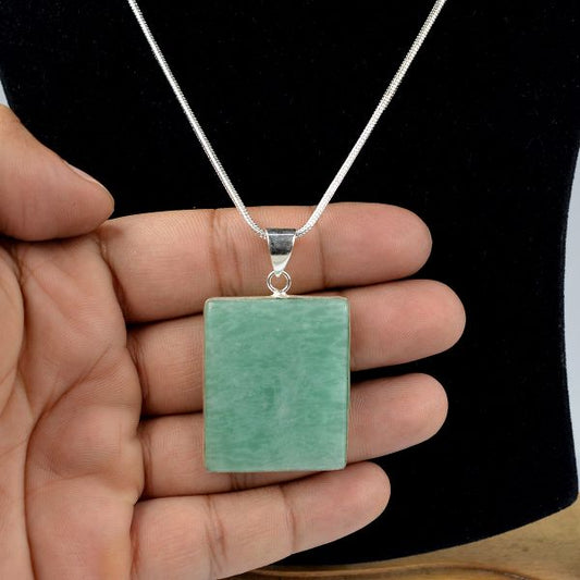 AAA Quality Amazonite Square Pendant With Chain