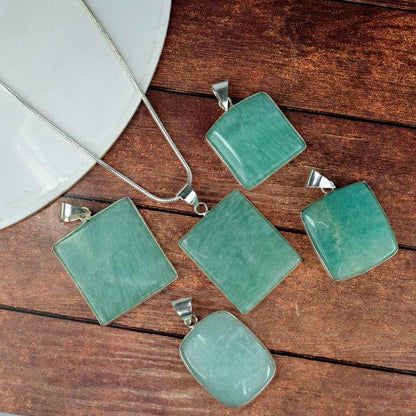 AAA Quality Amazonite Square Pendant With Chain