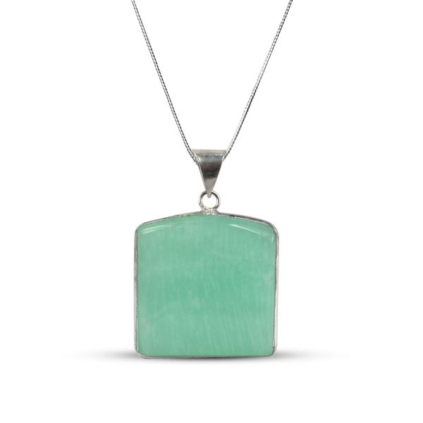 AAA Quality Amazonite Square Pendant With Chain