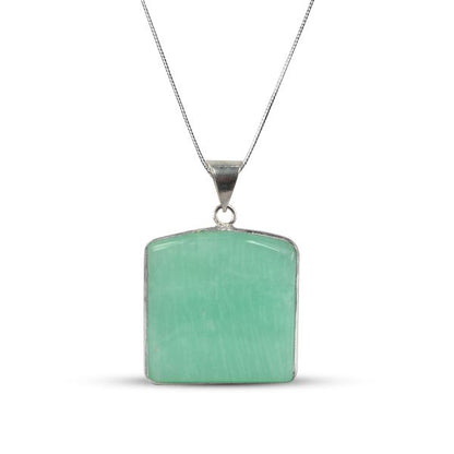 AAA Quality Amazonite Square Pendant With Chain